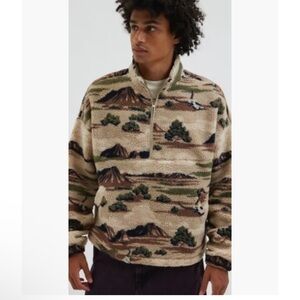 BDG Urban Outfitters Scotty Printed Fleece Mock Neck Half-Zip